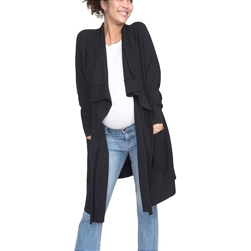 Hatch Pure Cashmere Long Cardigan Maternity Sweater Travel Black OS
